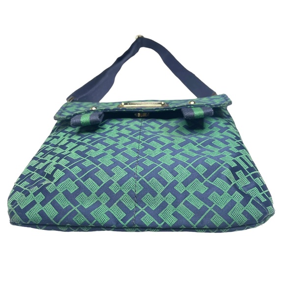 Tommy Hilfiger ® ★ Monogram Jacquard Print Crossbody Bag ★ Kelly Green + Navy ★ - Picture 6 of 16